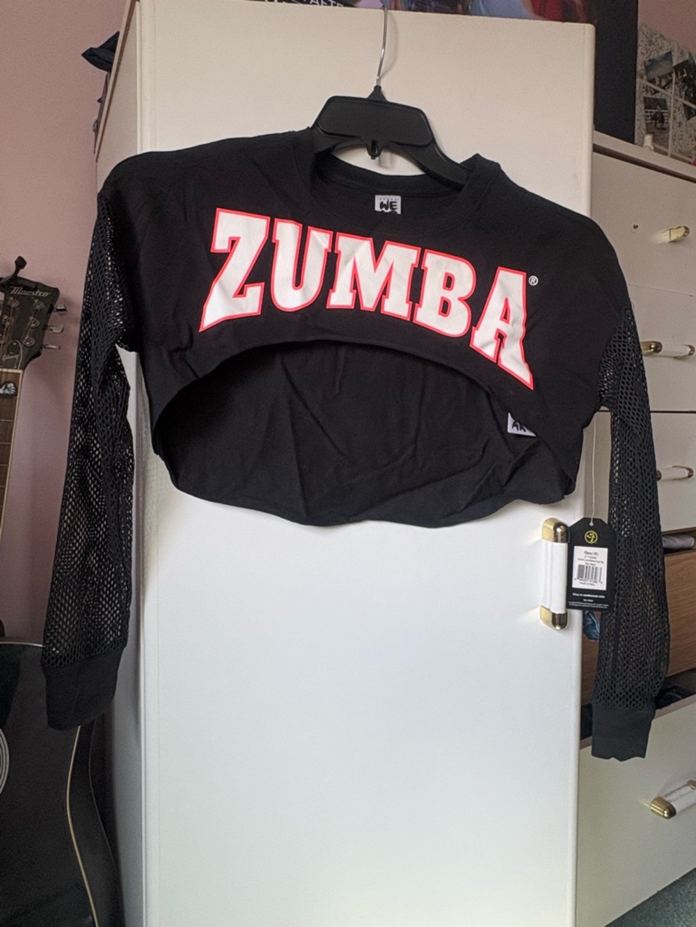 Zumba Fitness Black Crop Top with Red and White Logo